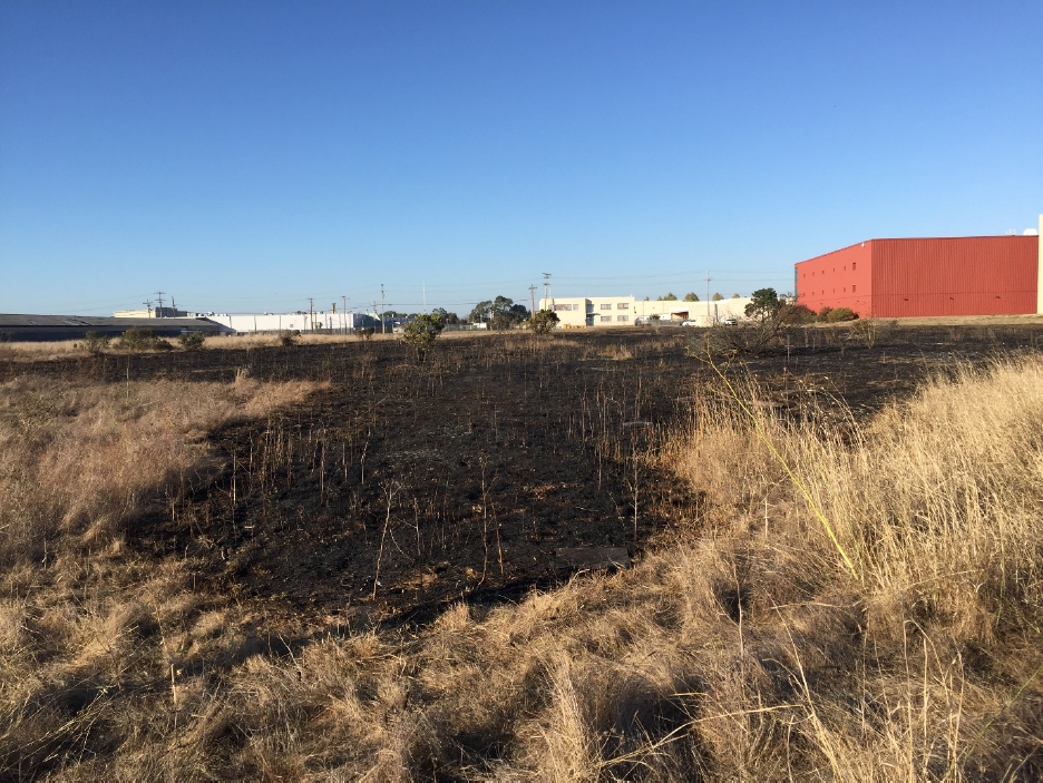 Post fire damage from UAS accident at Richmond Field Station, UC Berkeley