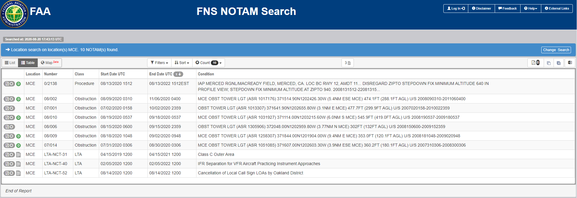 FAA NOTAM (Notice to Airman)