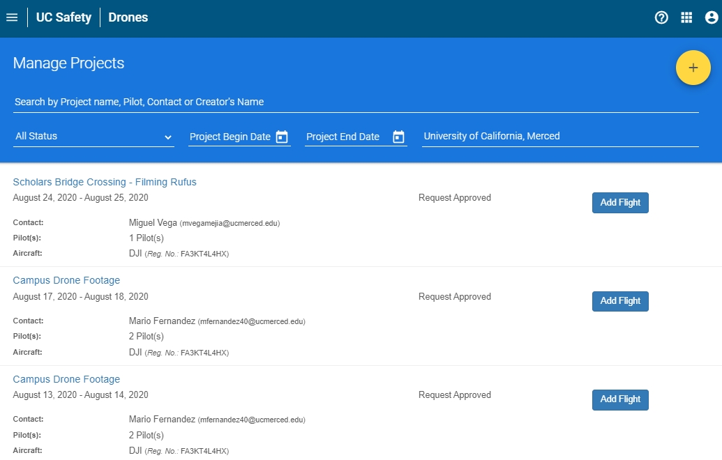 UC Drones Manage Projects