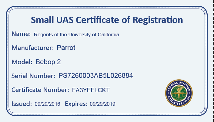 Example UAS Registration Certificate